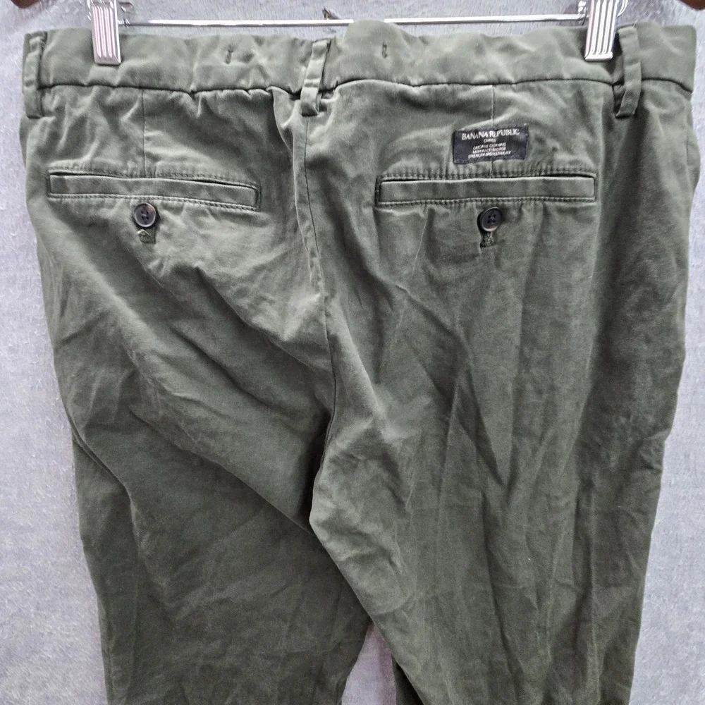 Banana Republic Men Pants‎ 33X32 Green Chino Twill Lived-In Skinny Fit